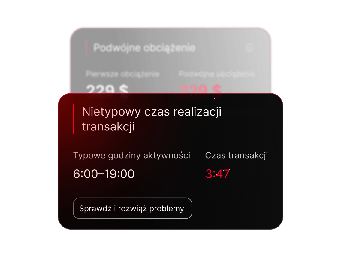 Powiadomienie monitorowania transakcji NordVPN ostrzegające o nietypowej porze wykonania transakcji.