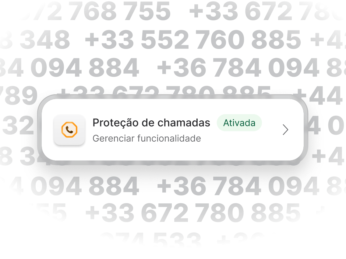 Uma notificação no celular mostrando a funcionalidade Proteção de Chamadas ativada.