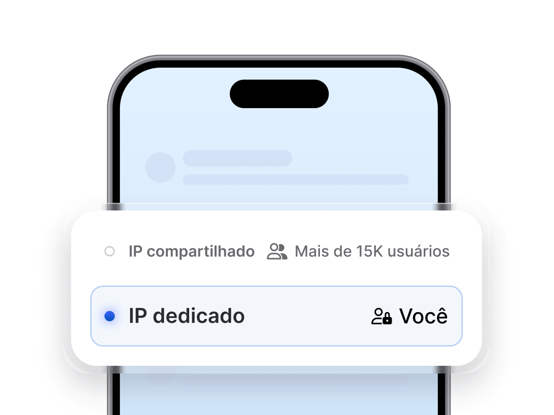 Uma mensagem no aplicativo móvel que pede para você escolher entre endereços IP compartilhados e dedicados.