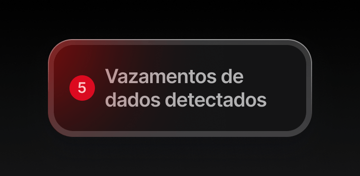 Uma notificação do verificador de vazamentos de dados avisando que foram detectados vazamentos de dados.