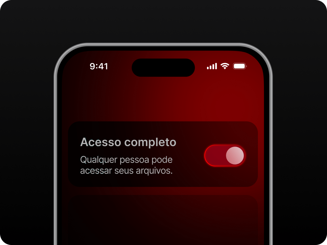 Tela de smartphone com a opção “Acesso total” ativada.