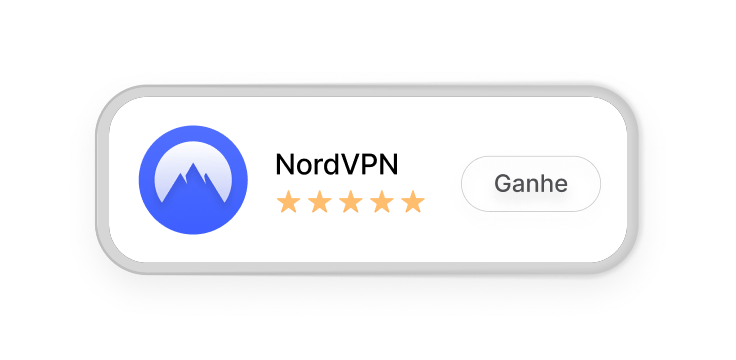 Anúncio da extensão da NordVPN para Firefox com uma avaliação de cinco estrelas e um botão “Baixar”.