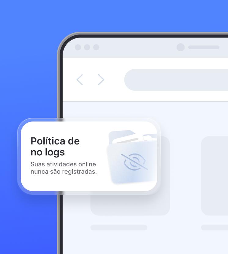 Um laptop com um trecho que destaca a política de não manter registros da NordVPN.