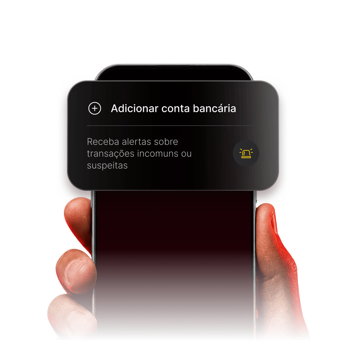 Um usuário selecionando contas bancárias para incluir no monitoramento de transações em um smartphone.
