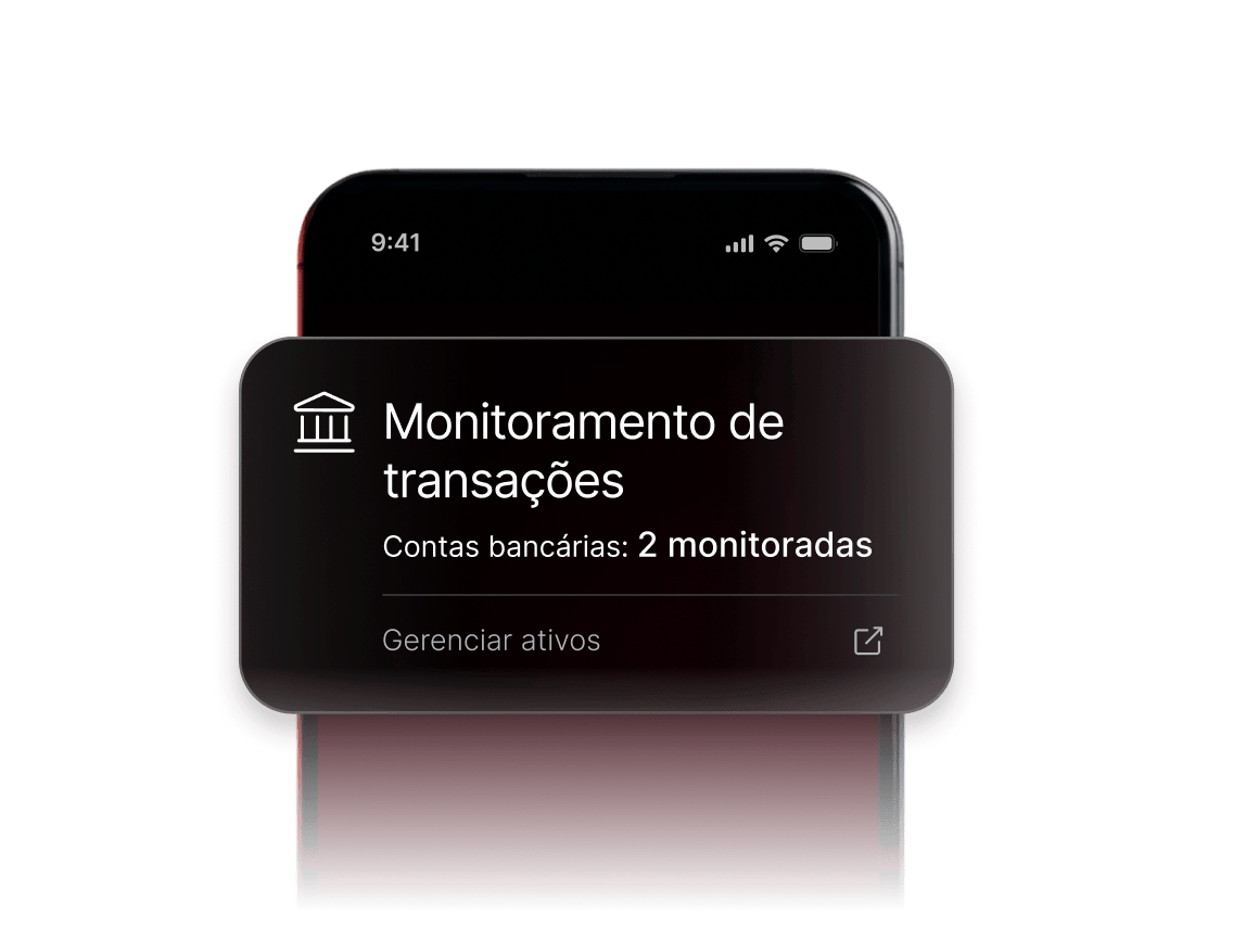 Uma notificação de monitoramento de transações indicando que duas contas bancárias estão sendo monitoradas no momento.
