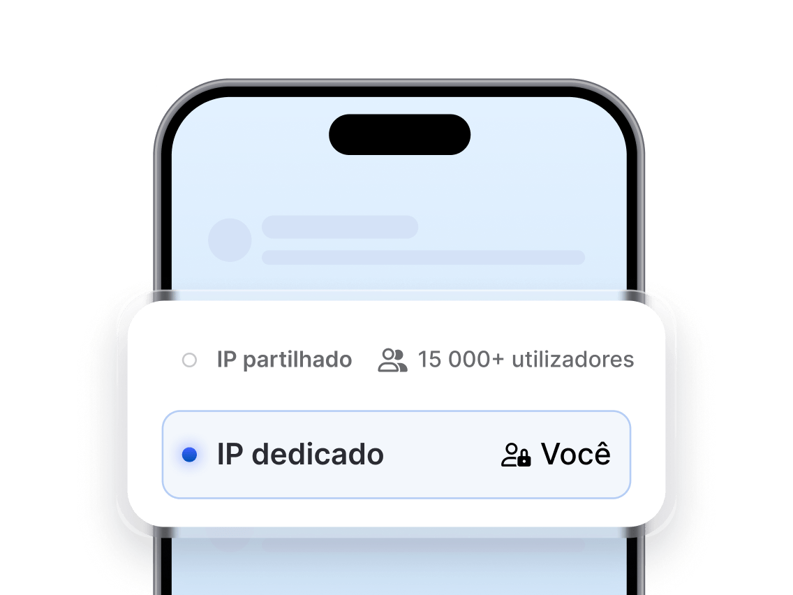 Uma mensagem na aplicação móvel que pede ao utilizador para escolher entre endereços IP partilhados e dedicados.