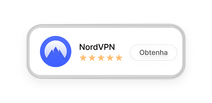 Anúncio da extensão da NordVPN para Firefox com uma classificação de cinco estrelas e um botão "Obter".