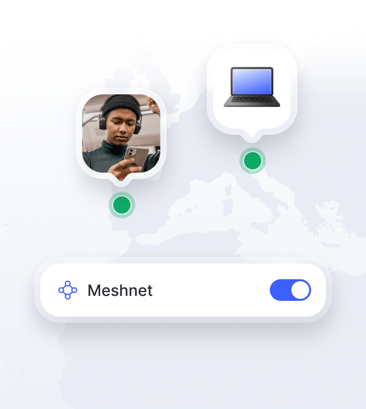 Uma pessoa a utilizar a Meshnet para se ligar ao seu portátil remotamente.