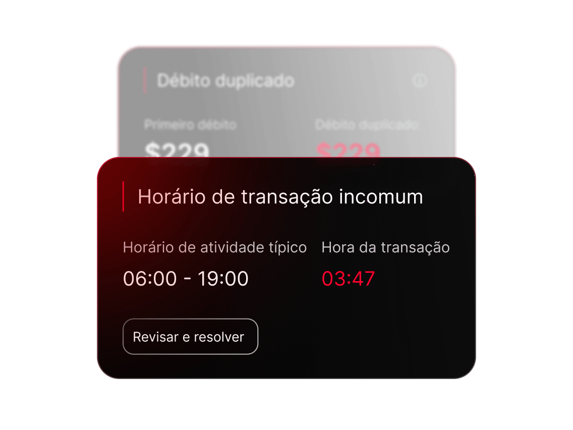 Uma notificação de monitorização de transações da NordVPN a alertar para uma transação a uma hora invulgar.