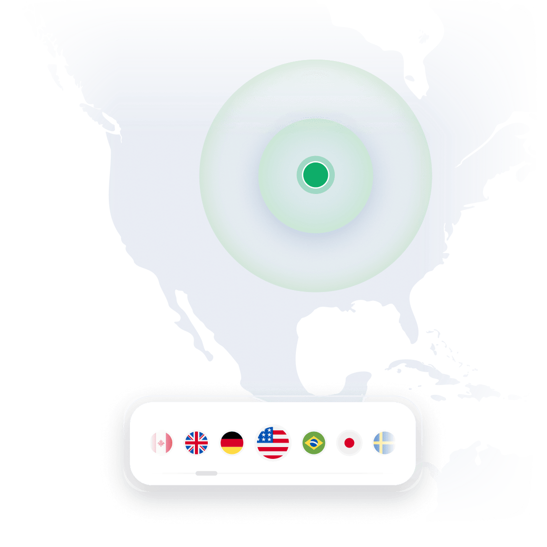 Метка NordVPN, обозначающая местоположение безопасного VPN-сервера на карте мира.