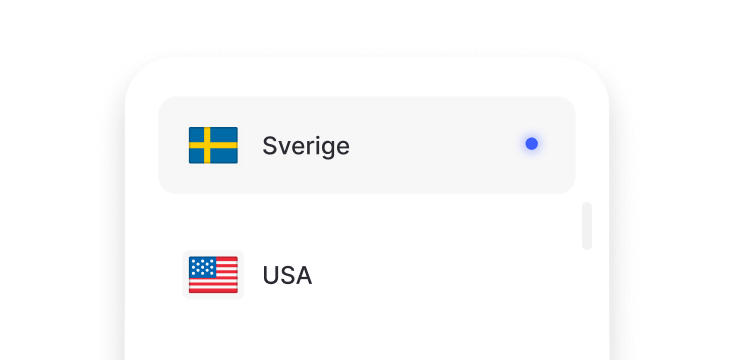 En bild av en lista över dedikerad IP-platser som Sverige och USA.