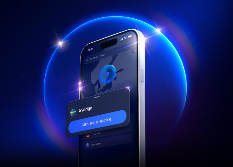 En smartphone som använder en NordVPN-server i Sverige för att surfa säkert.