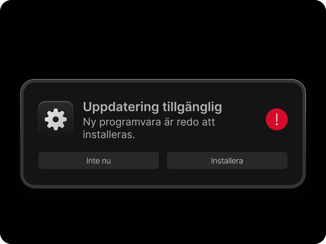 En mobilnotis som informerar om att en ny programvaruuppdatering finns tillgänglig.