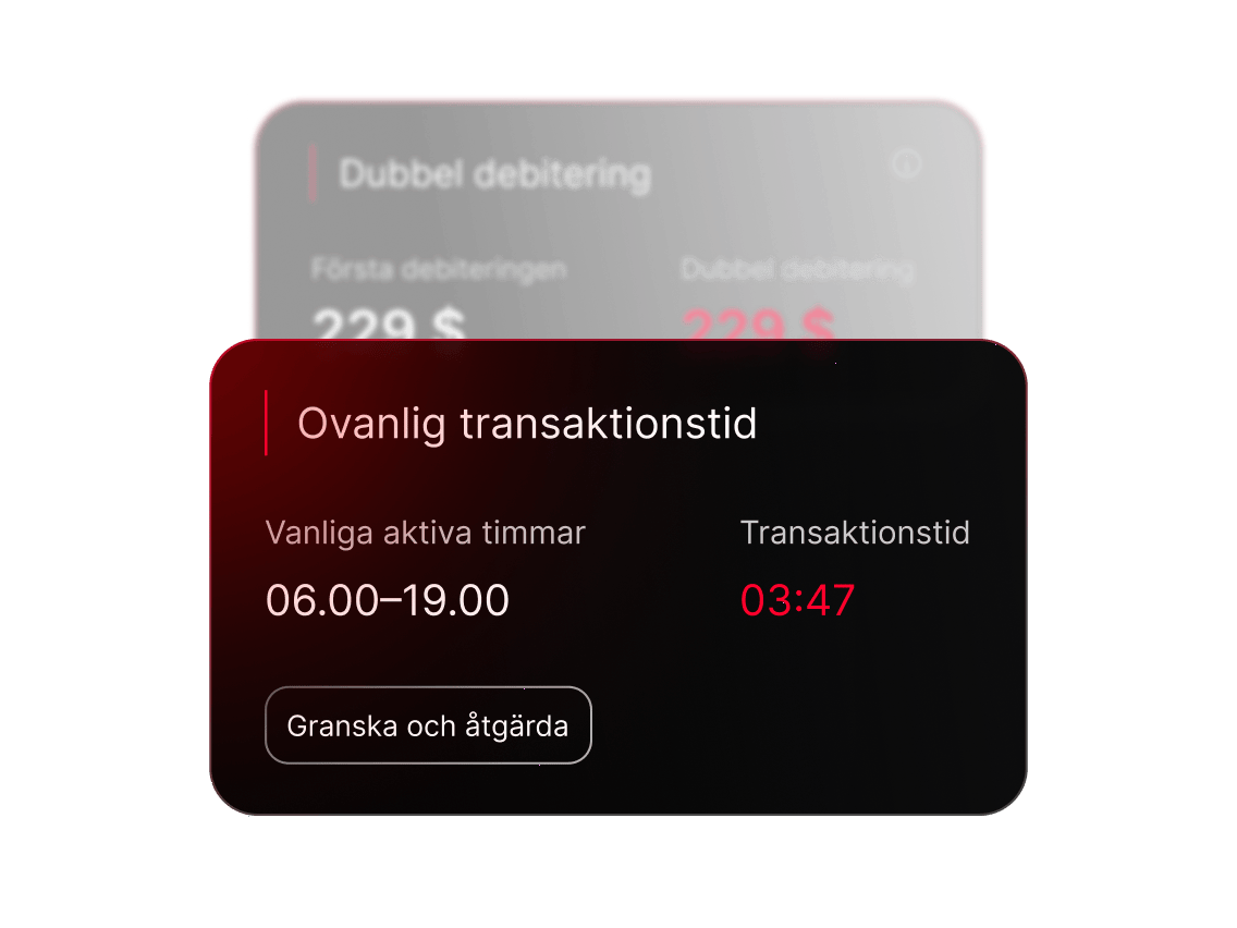 En varning från NordVPN:s transaktionsövervakning om en ovanlig transaktionstid.