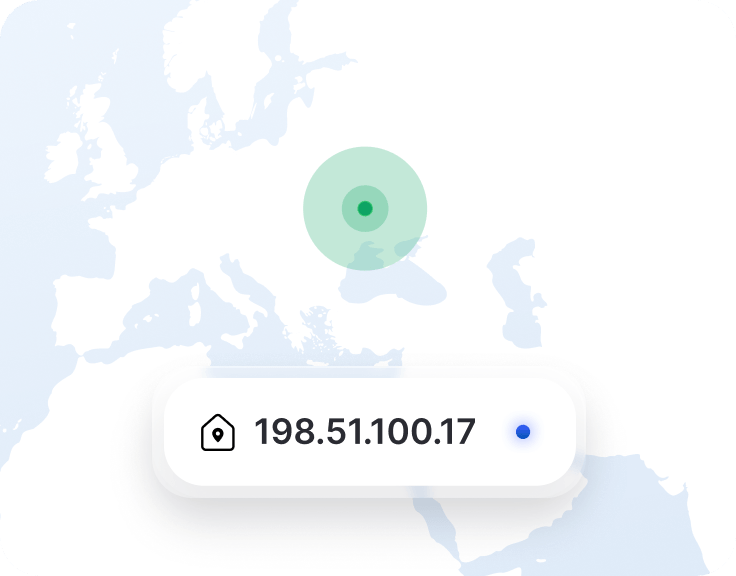 Фрагмент VPN-програми з виділеною IP-адресою й міткою розташування на мапі України.