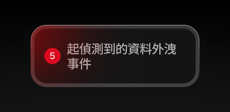 資料外洩檢查器發出通知，警告已偵測到資料外洩事件。