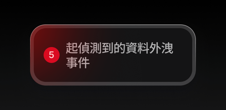 資料外洩檢測工具發出通知，警告已偵測到資料外洩。