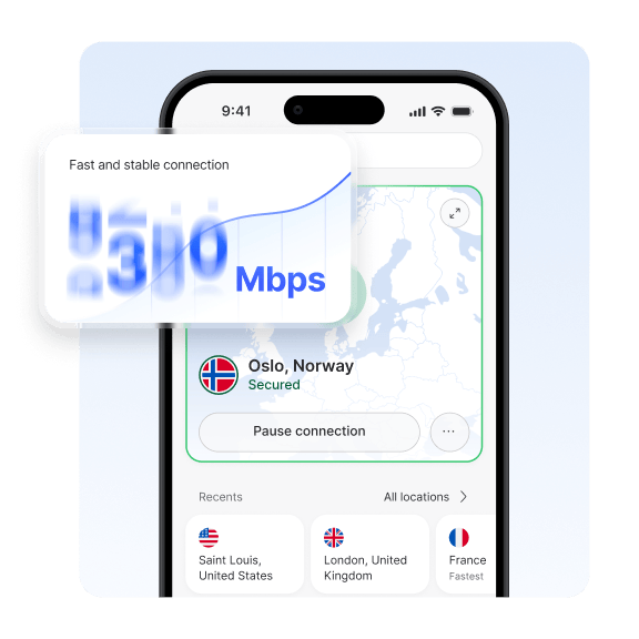 en dataskjerm som viser brukeren beskyttet av en VPN-tilkobling etter å ha lastet ned NordVPN.