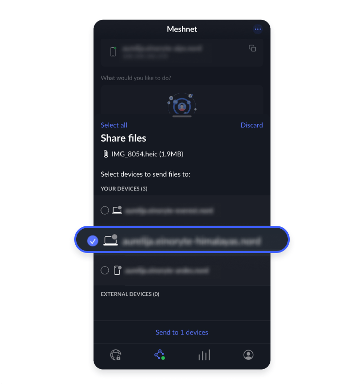 Transfer files with NordVPN&#39;s Meshnet feature: step 8