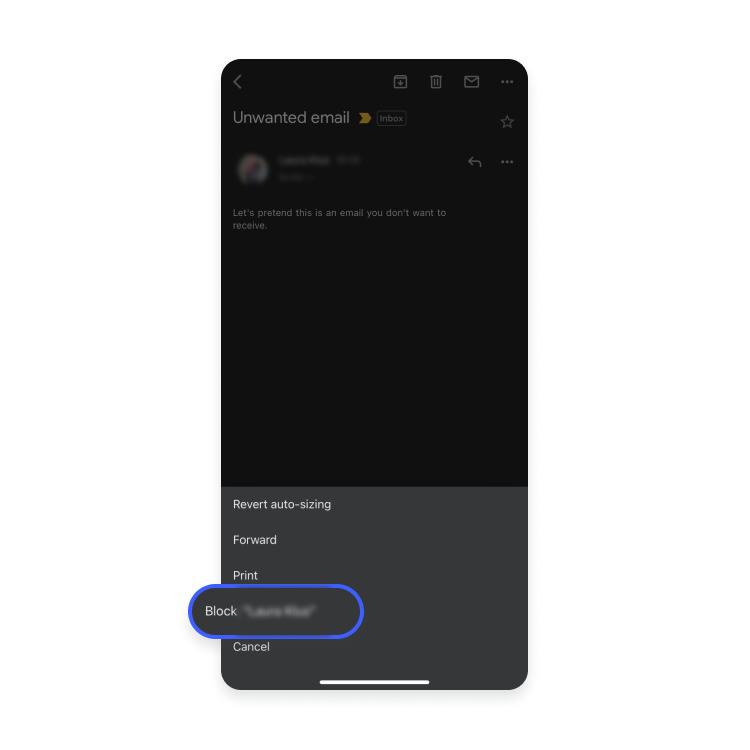 block emails in gmail on ios - step 3: tap block sender