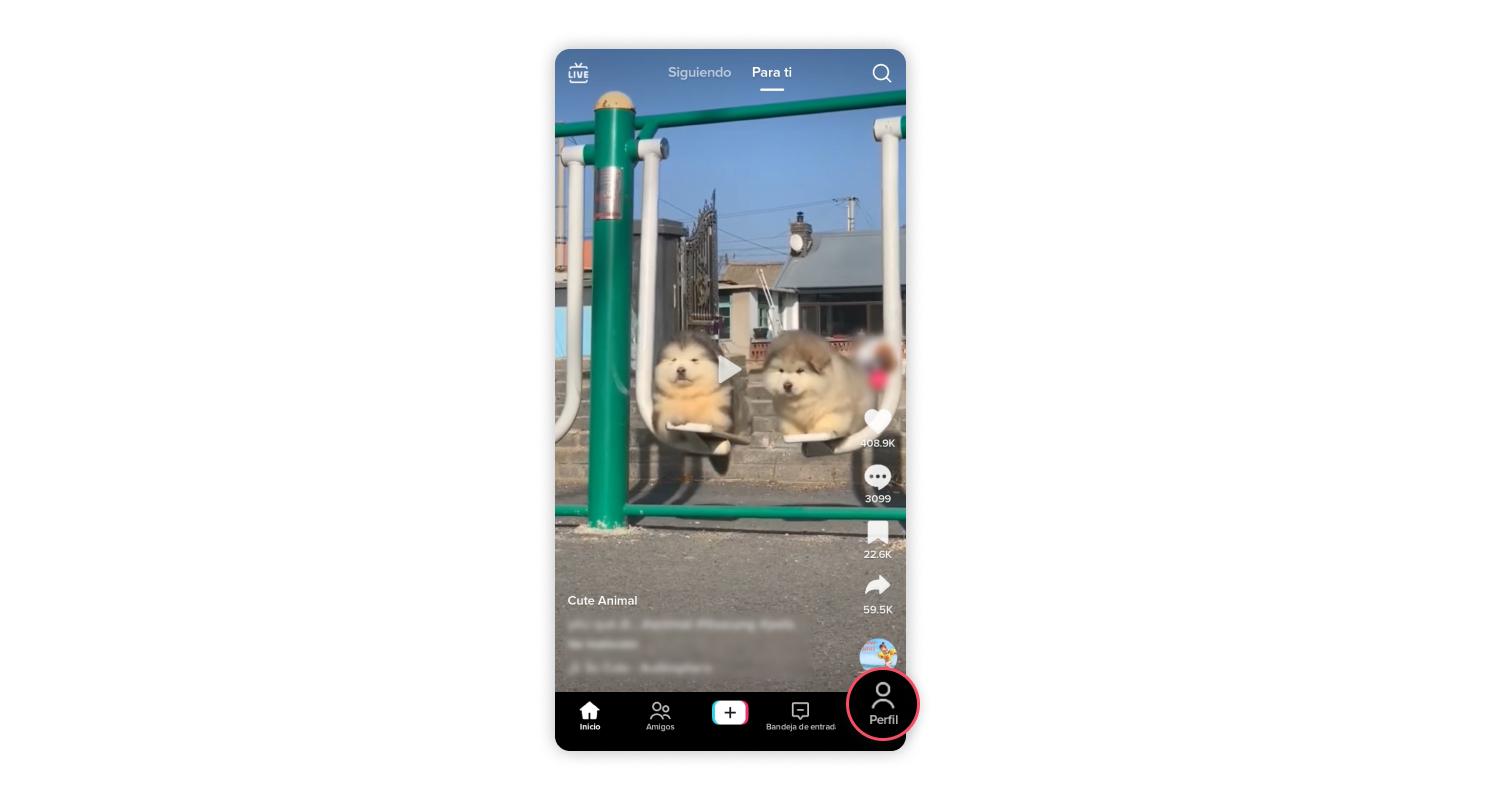 Cómo borrar tu cuenta de TikTok. Todo empieza con seleccionar Perfil.