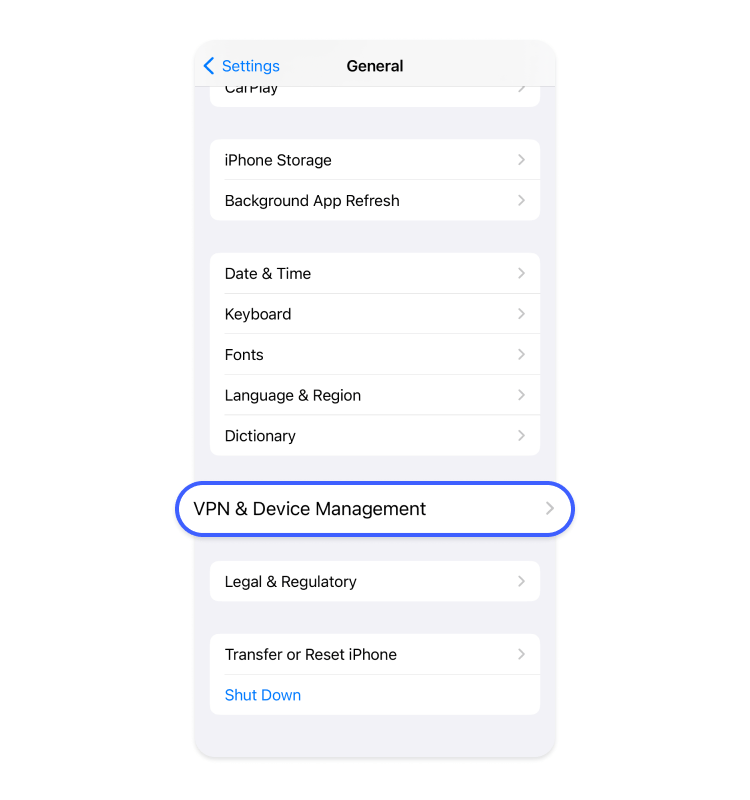 Tap VPN and device management