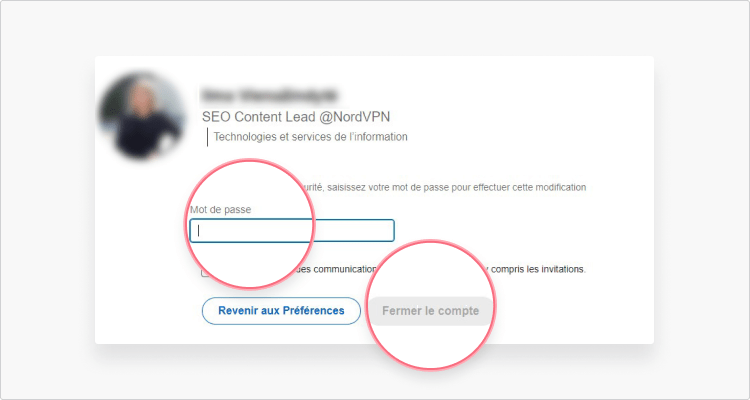 Supprimer un compte LinkedIn via un mobile étape 1
