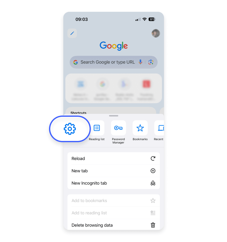 Chrome on iPhone step 1