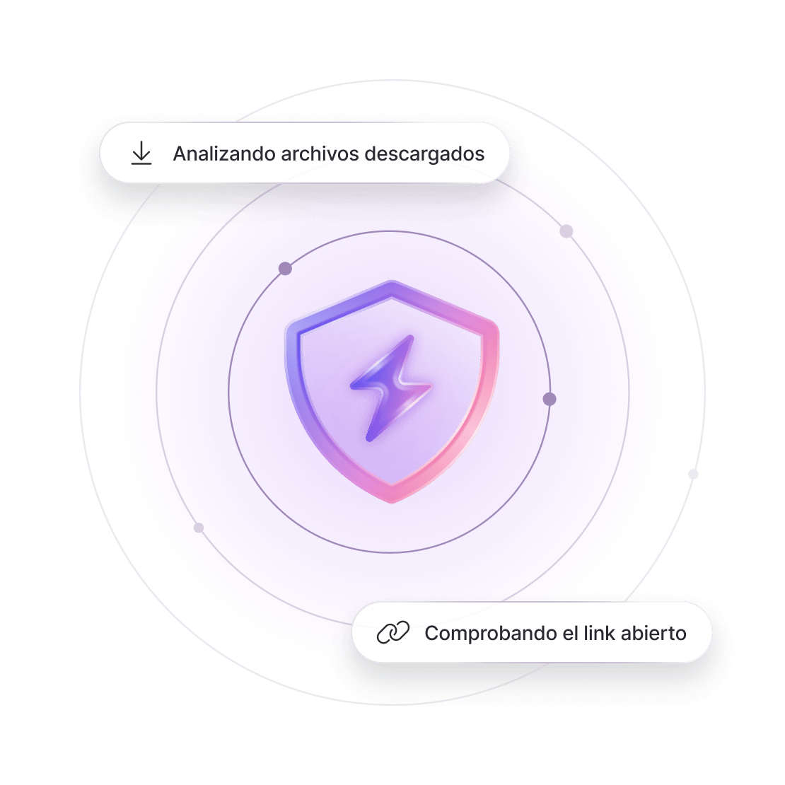 El logotipo del antivirus de última generación de NordVPN, con fragmentos que describen sus diferentes funciones.