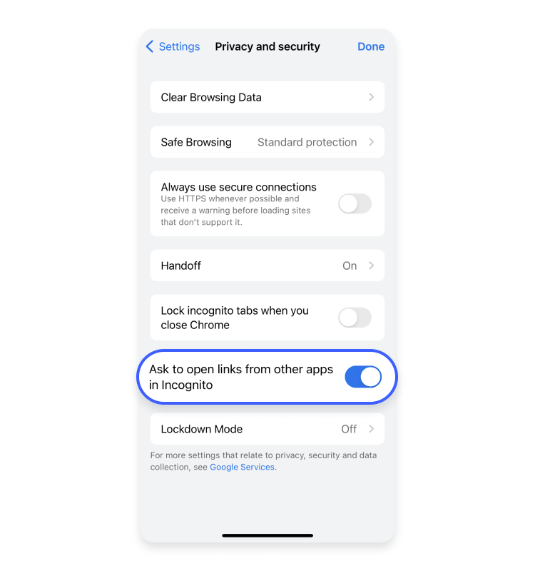 Privacy and security option