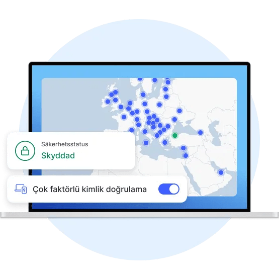 Bir dizüstü bilgisayar ekranı, kullanıcının bir VPN sunucusuna bağlanarak bağlantısını güvence altına aldığını gösteriyor.