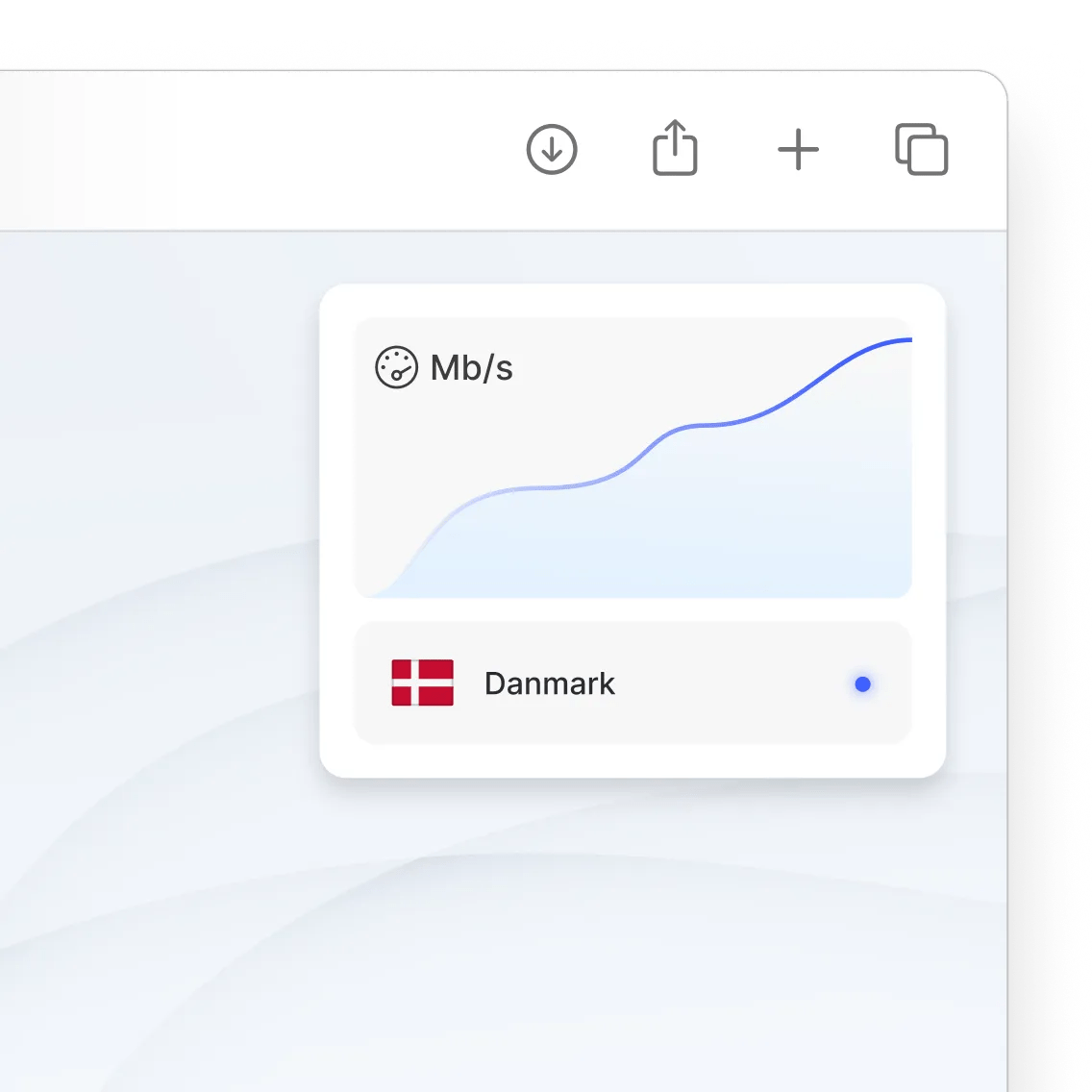 En graf, der viser en øget forbindelseshastighed, når du bruger NordVPN i Danmark.