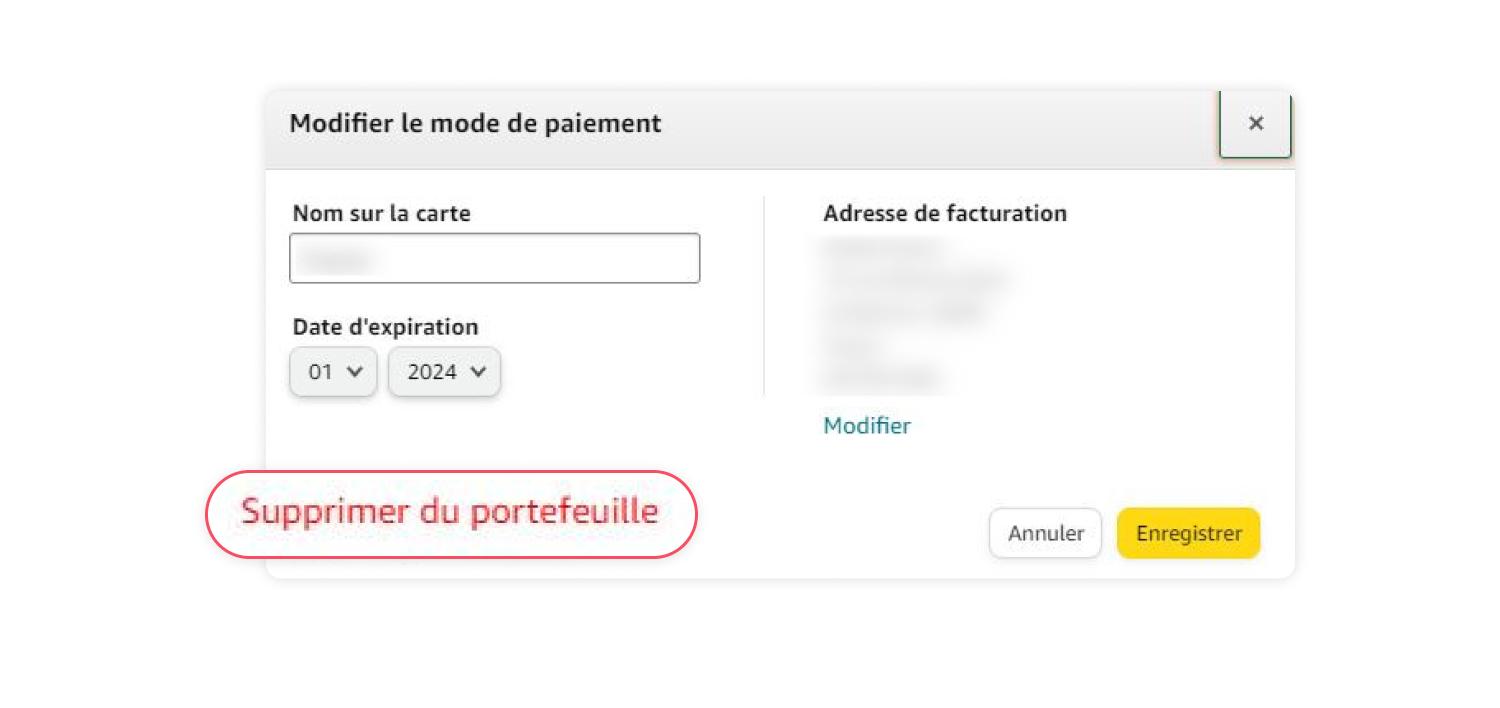 Supprimer la carte bancaire