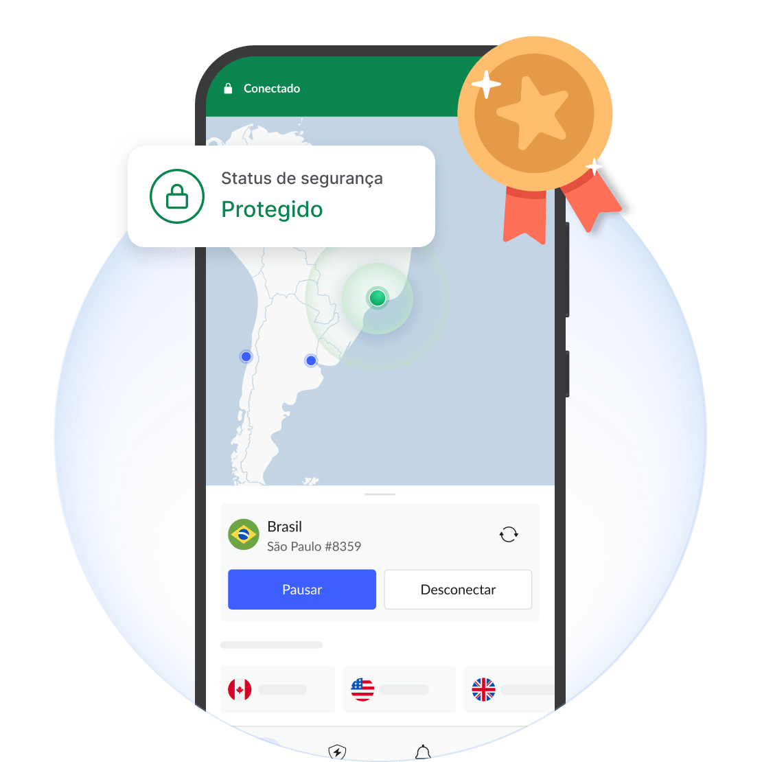 Um celular protegido por uma VPN.