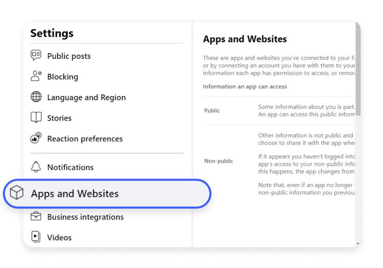 disconnect apps and devices: step 1