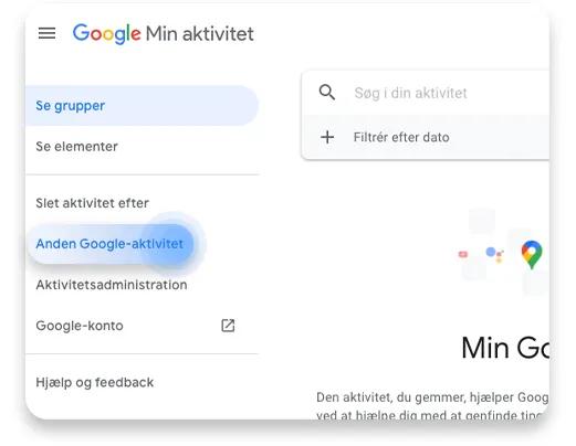 slet historik google: trin 1