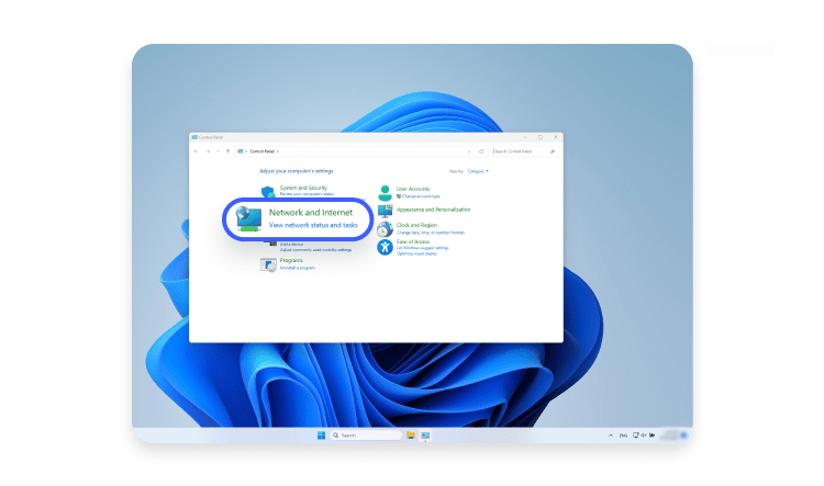 control panel view network status