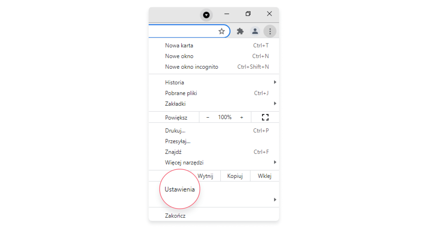 Czyszczenie cookies – Chrome: krok 1