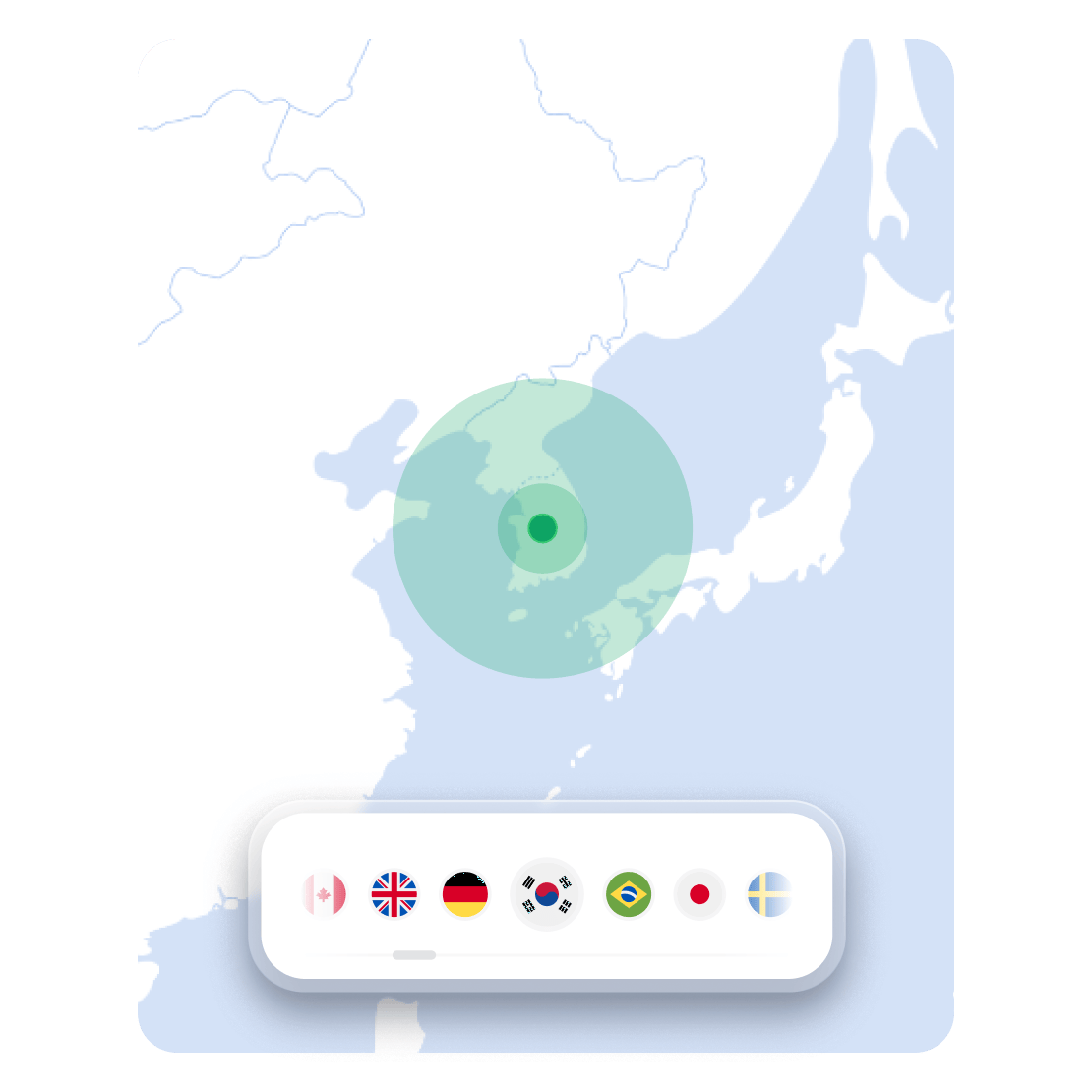 가상 위치를 변경할 수 있는 서버 위치를 보여주는 NordVPN 지도