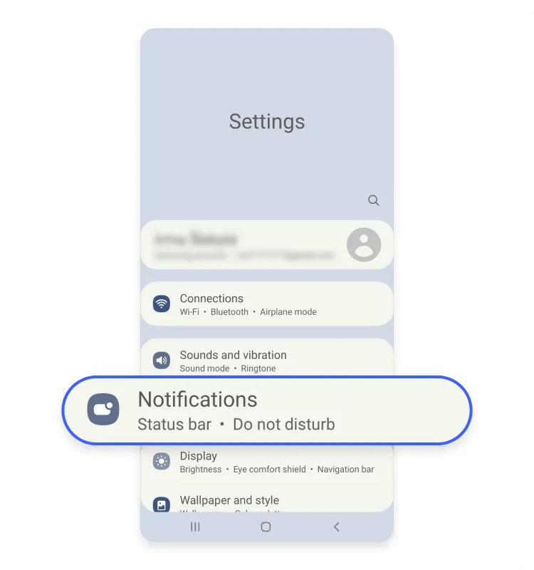 Disable notifications for specific apps: Step 1