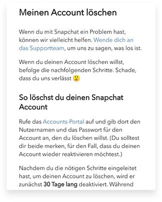 Wie kann ich meinen Snapchat-Account löschen zweiten Weg Schritt 7