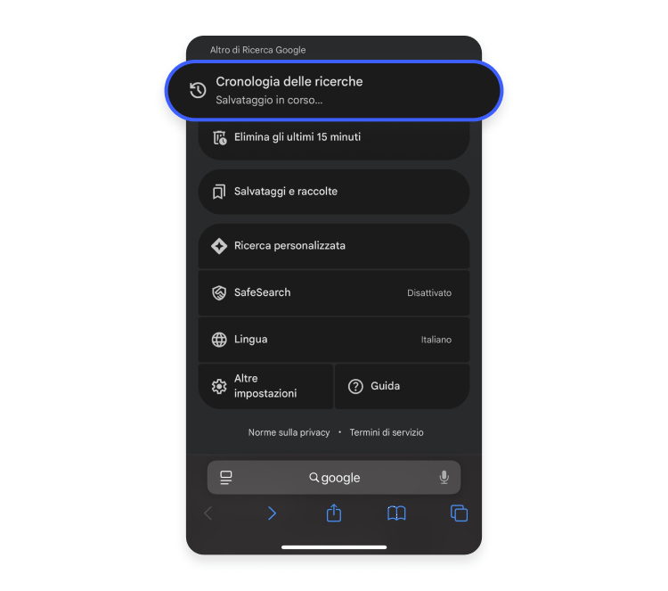 Cronologia delle ricerche iOS