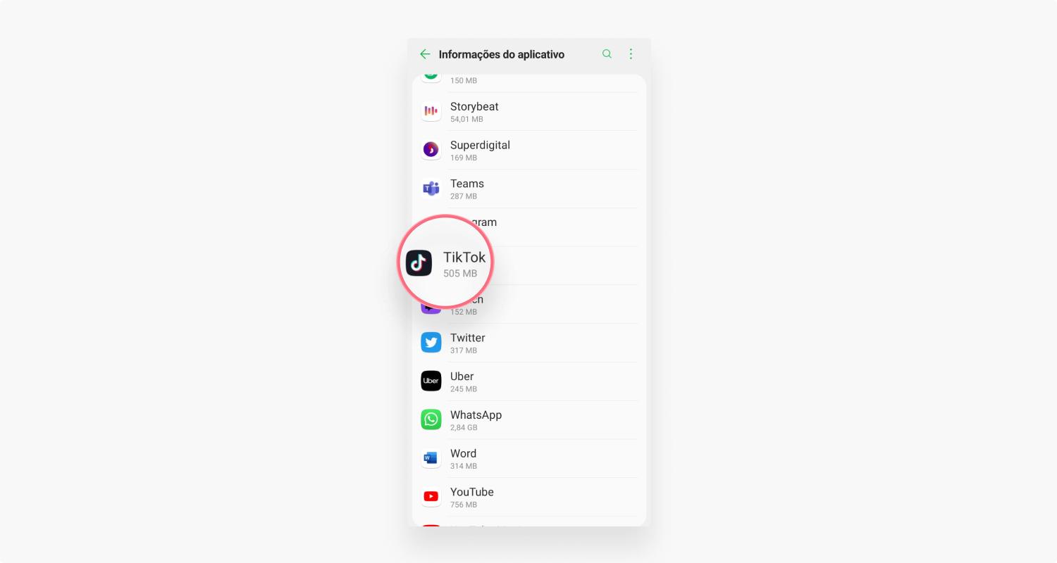 excluir app do TikTok: passo nº4