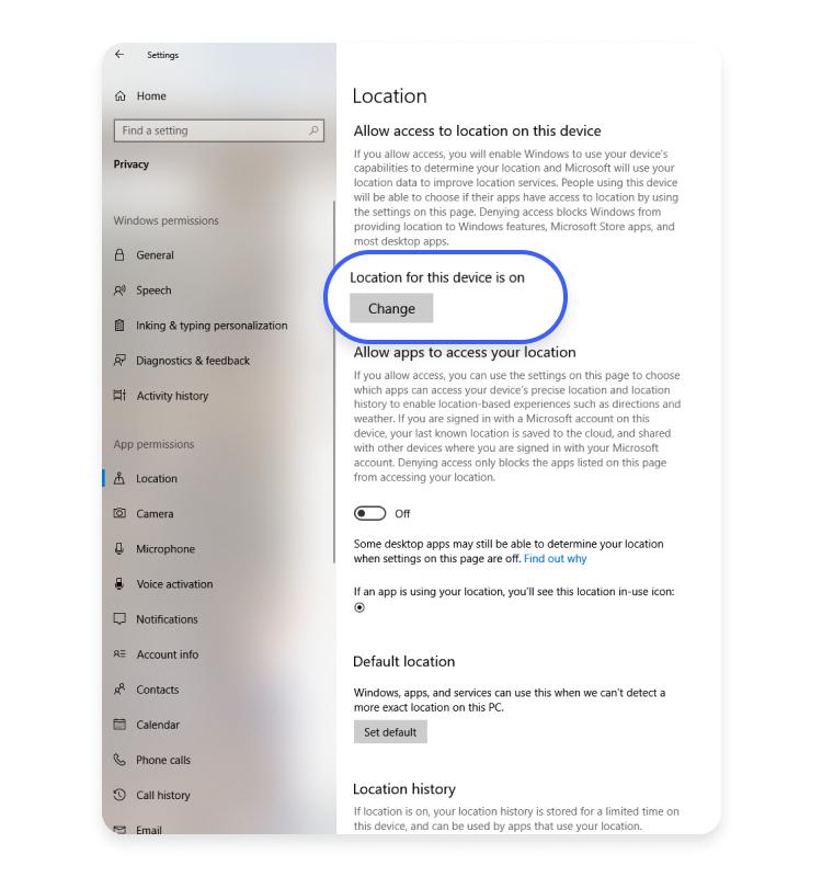 windows10 change location