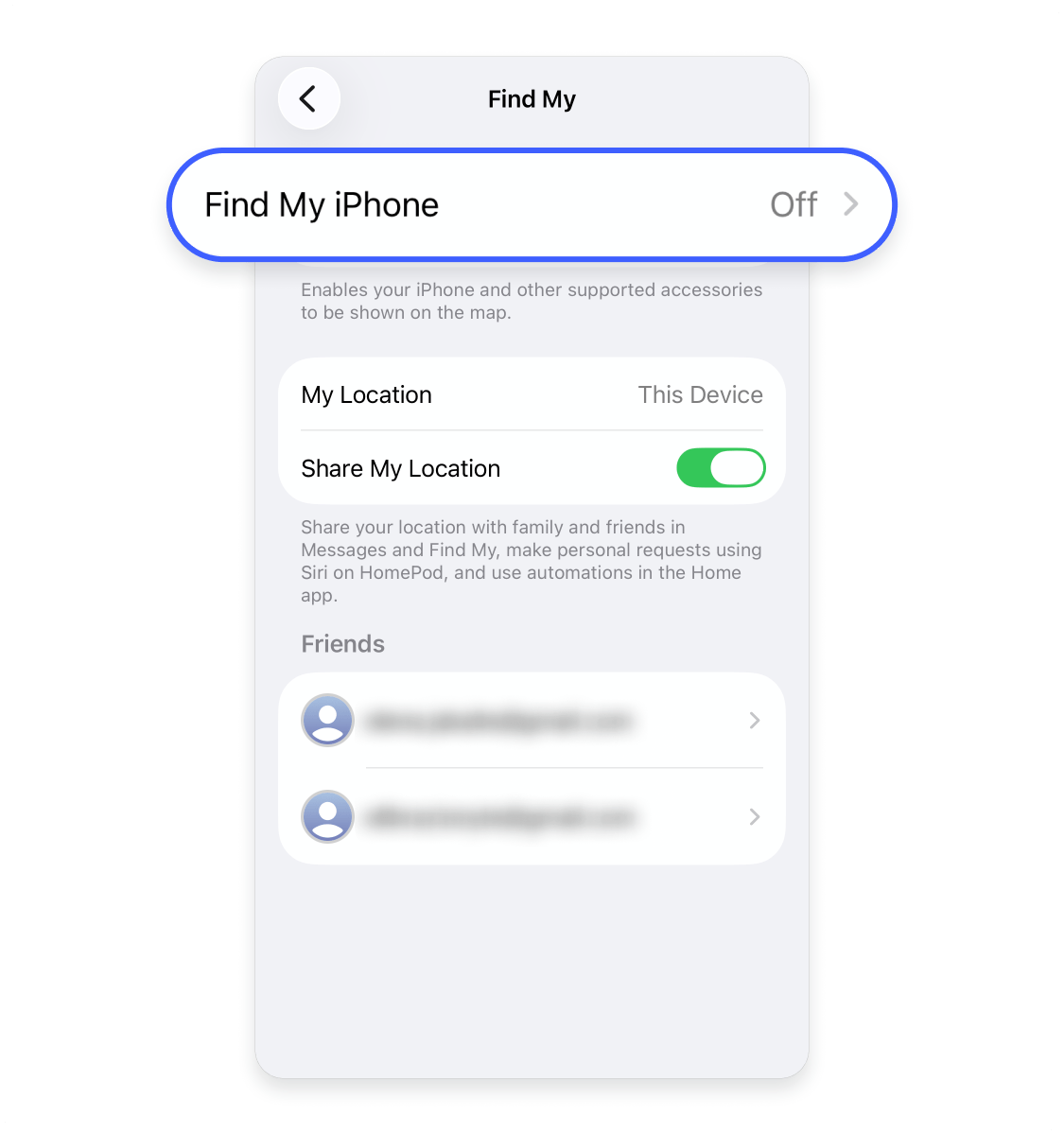 How to improve iPhone security by enabling the “Find my iPhone” feature: Step 3.