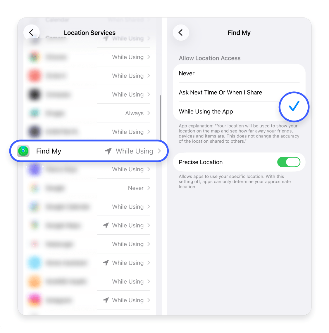 Turn location services off: Step 5