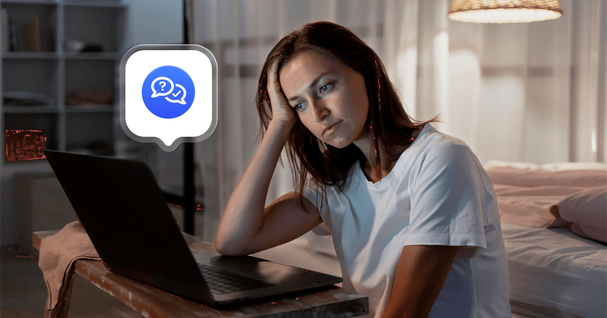 A woman taking a cybersecurity quiz