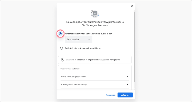 Automatisch YouTube data verwijderen stap 5