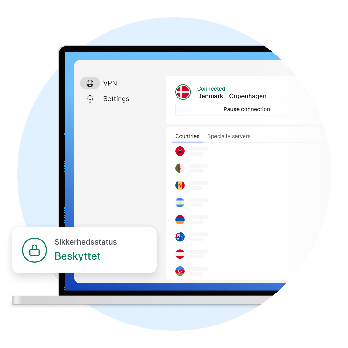 En skærm på en bærbar computer, der viser et VPN til Linux.