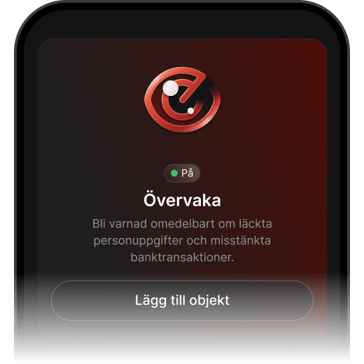 En skärmbild som visar att NordVPN:s övervakningsfunktion är aktiv och inställd på att skicka varningar.